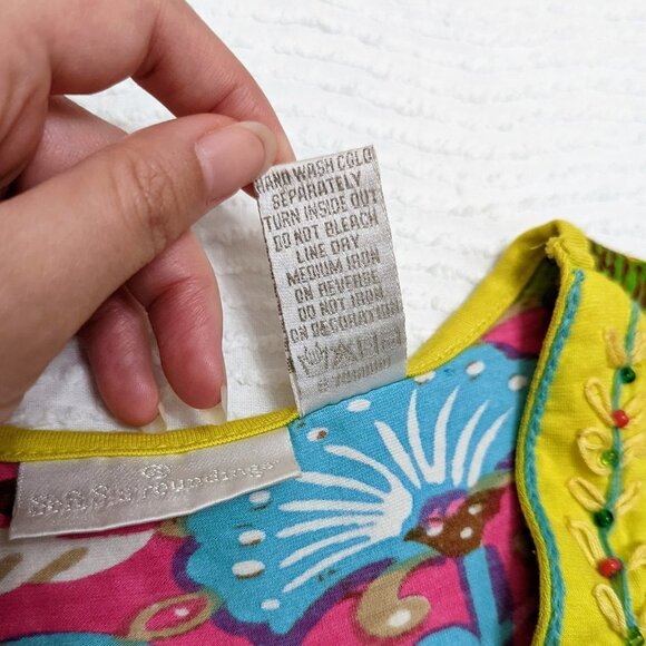 Soft Surroundings Women's Patterned Sleeveless Blouse XS Multicolor V-Neck - Picture 4 of 5